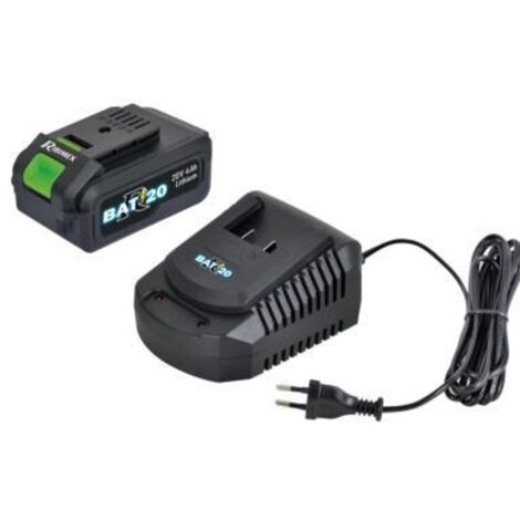 Chargeur rapide 20V 4Ah avec batterie Li-ion – Compatible appareils Ribimex R-BAT20 – Temps de charge 2h – Idéal pour électroportatif