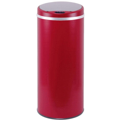 Kitchen Move – Poubelle automatique 42l rouge mat – Corps en inox – Détecteur infrarouge – Ouverture silencieuse – Cerclage plastique