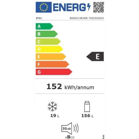 Réfrigérateur 1 porte 54cm 175l encastrable - Beko - BSSA210K4SN