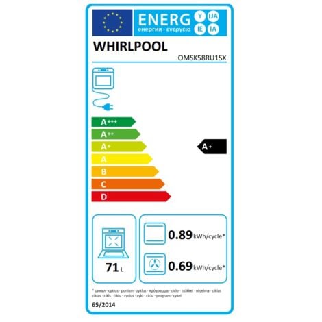 Four intégrable 71l 60cm pyrolyse noir - Whirlpool - OMSK58RU1SX