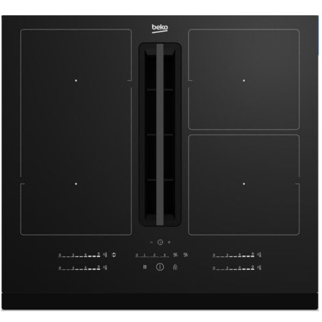 Plaque a induction avec hotte intégrée - BEKO - 4 foyers - 60 cm - Noir - HIXI64700UF