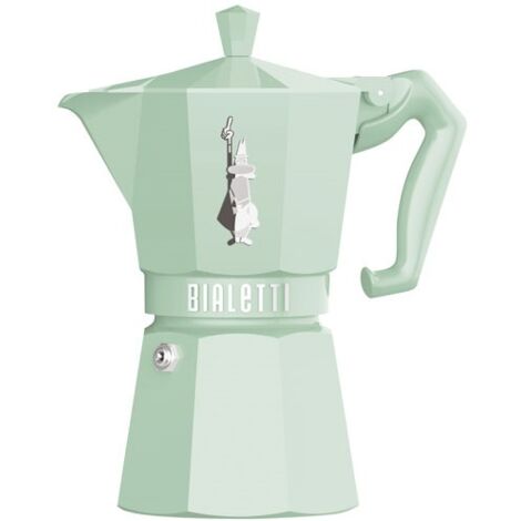Cafetière italienne 6 tasses en aluminium émaillé vert pastel – Compatible tous feux sauf induction – Fabriquée en Italie – Bialetti