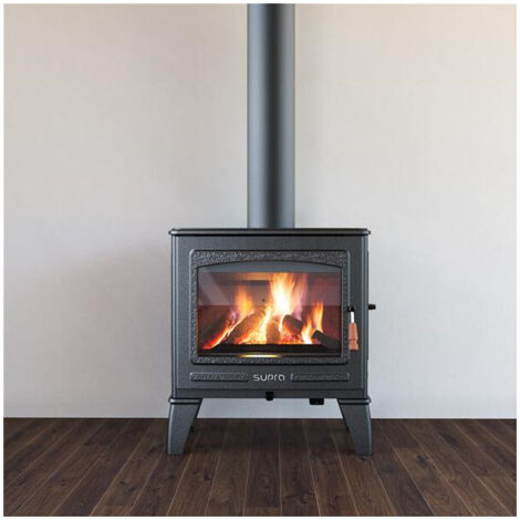 Supra – FR9016300B Poêle à bois Vercors – Puissance 8.7 kW – Double combustion – Longueur max bûche 55 cm – Émissions CO2 9,4 % - FR9016300B-Po