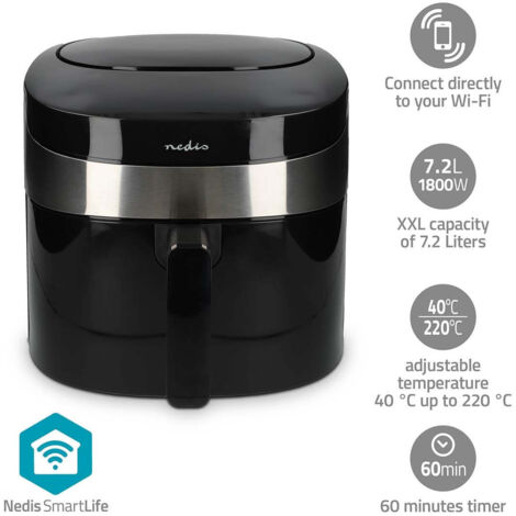 Friteuse à air chaud smart life - wi-fi - noir - Nedis - kaaf180bkw (1/5)