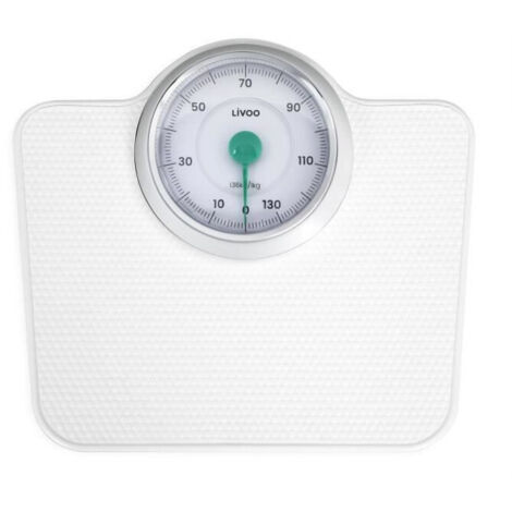 Pese-personne mécanique rétro - LIVOO - DOM490 - Sans pile - Max 136 kg - Métal antidérapant - Blanc (1/5)