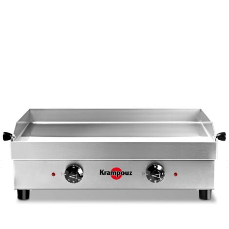 Plancha électrique inox 1250W – Surface de cuisson 54 x 33 cm – Cuisson bi-zone jusqu'à 300 °C – Bac amovible pour résidus – Krampouz