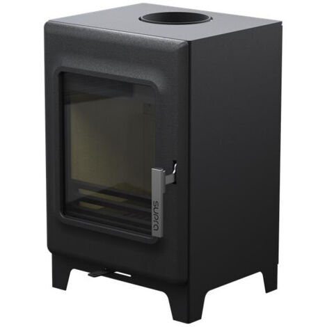 Supra – Poêle à bois fonte acier 4.8kW noir – Double combustion – Compatible RE2020 – Acceptant bûches jusqu'à 30 cm