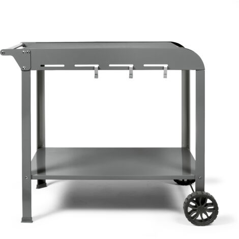 Desserte chariot à plancha acier peint 91.5x50.2x80cm avec 2 roues crantées – 3 crochets amovibles – GS168G – Livoo