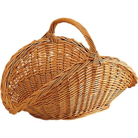 Aubry Gaspard – Panier à bûches en osier buff 65 cm – Anse renforcée fil galva – Pour bois dur – PBU1330