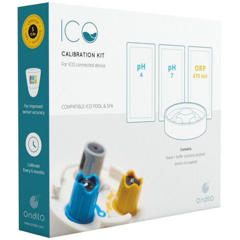 Kit de calibration et régénération sondes pH et ORP – 4 solutions de 20ml – Compatible ICO Pool et ICO Spa – ICOCALIBKITV5 – Ondilo