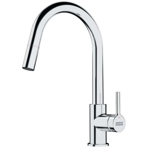Franke – Mitigeur de lavabo avec douchette chrome – Installation sur gorge – Débit 9,3 L/min – Bec col de cygne 150° – Hauteur 360 mm (1/7)