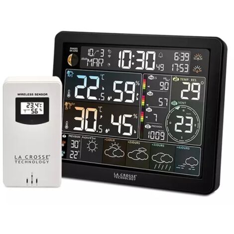 Station météo avec prévisions 4 jours – Température intérieure/extérieure – WiFi – Affichage rétroéclairé – Indicateur de piles faibles - SW405-BLA (1/2)