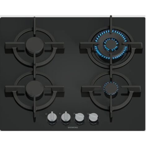 Siemens – Plaque de cuisson gaz 60cm 4 foyers 8000W – Surface en verre trempé – Technologie stepFlame pour cuisson précise - EP6A6HI10