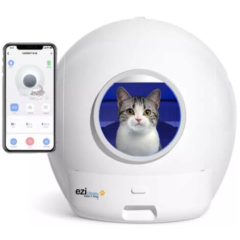 Litière robot autonettoyante 60l 55db blanc - E.ziclean - CATBOTK10I