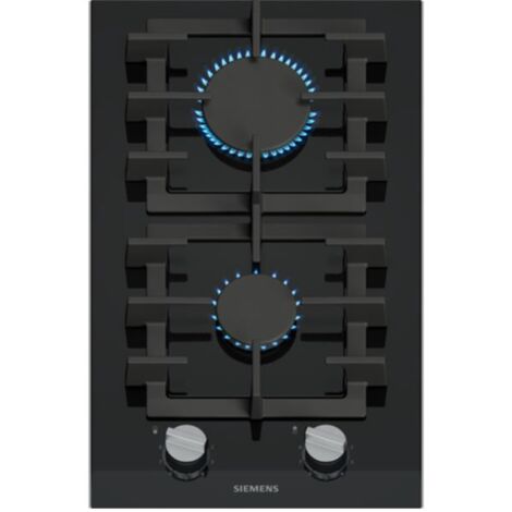 Siemens – Plaque de cuisson gaz 30cm 2 feux noir – Vitrocéramique iQ700 avec technologie stepFlame – Puissance 4750W – ER3A6BI40