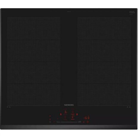 Siemens – Table de cuisson induction 60cm 4 feux 7400W noir – Zones flexInduction – Fonction touchSlider – FryingSensor Pro - EX651HXC1E