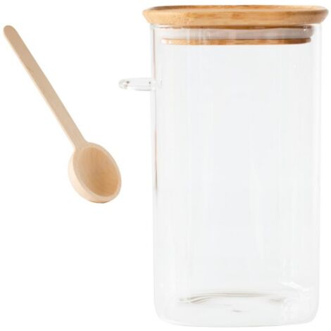 Boite carrée haute en verre/bambou - Pebbly - PKV-050 (1/2)
