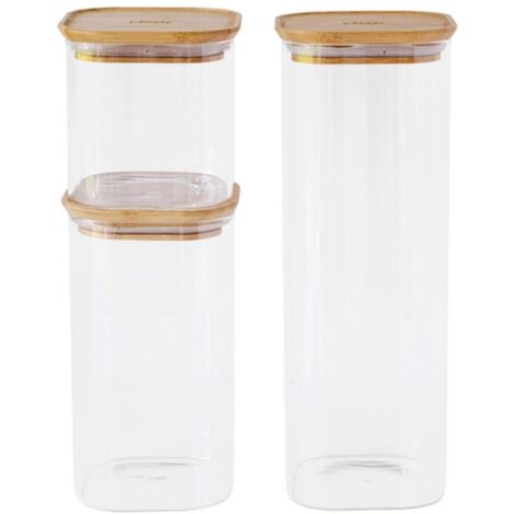 Set 3 Pots De Conservations Carrés 0,8 L + 1,4 L + 2,2 L - Bambou - Pebbly (1/3)