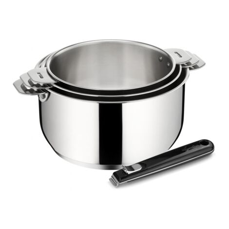 Série de 3 casseroles inox 16/18/20cm avec poignée – Fond LagoSeal 5mm pour diffusion homogène de la chaleur – 12132600004 – Lagostina