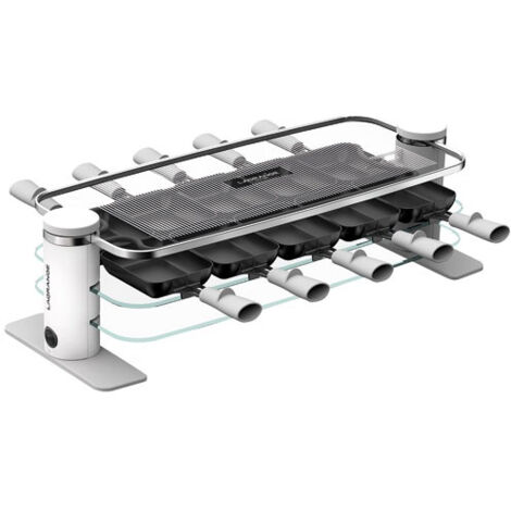 Appareil à raclette 10 personnes 1200W – Plateaux en verre trempé – Poêlons antiadhésifs profonds – Cordon 2m – Design moderne – Lagrange