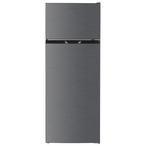 Indesit – Réfrigérateur combiné 206 L inox – 2 portes – Froid statique – 143 cm de hauteur – Éclairage LED – 3 clayettes en verre réglables - I55T0412X
