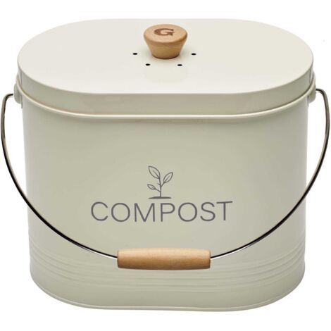 Seau a compost ovale 7l beige avec filtre - Guillouard - 040633