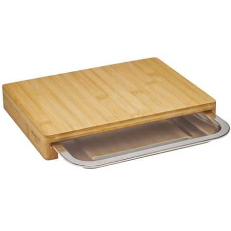 GUILLOUARD - PLANCHE A DECOUPER 28,5 X 21 X H 4 CM EN BAMBOU AVEC 1 TIROIR INOX (1/4)