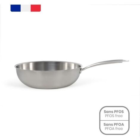 Wok inox - LIVOO - MEP162 - Ø 28 cm - Inox - Tous feux dont induction et four - Fabriqué en France