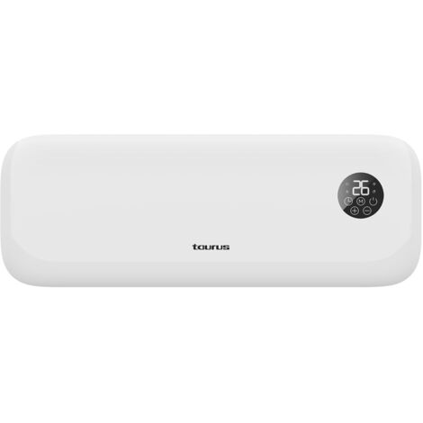 Chauffage mural céramique 2000W blanc – 2 niveaux de chaleur – Programmateur quotidien et hebdomadaire – Protection IP22 pour salles de bain – Taurus