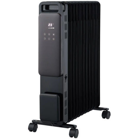 Radiateur bain d'huile 2500W noir – 3 allures de chauffe 1000/1500/2500W – Surface jusqu'à 25 m² – Thermostat électronique – Confort Line