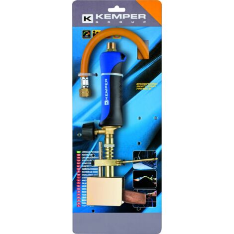 KEMPER Kit Chalumeau Réglable pour Couvreurs avec Tuyau de 1,5 m, Tête en Cuivre, Buse de 17 mm, Raccord Bouteille, Modèle 05635