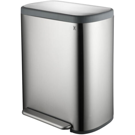 Kitchen Move – Poubelle tri sélectif 60L – 2 compartiments de 30L – Acier inoxydable – Système soft close – Ouverture large avec pédale