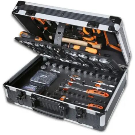 Beta – Mallette à outils avec assortiment 163 pièces – Dimensions 46.5 x 33 x 17 cm – Panneau intérieur amovible pour rangement optimal - 2056E