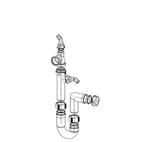 Siphon évier déporté avec tubulure – Pour évier 1 et 2 cuves – Raccordement à visser – Pièce détachée Franke FRAGANIT