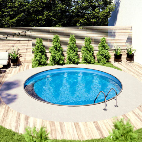 Aqualux – Piscine hors sol acier ovale 5.25m x 3.20m x 1.50m – Volume 22m3 – Échelle 4 marches – WM241