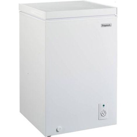 Congélateur coffre 100L – Classe E – Dégivrage manuel – Froid statique – Dimensions H 85cm x L 54.5cm x P 55cm – Couleur blanche – Frigelux
