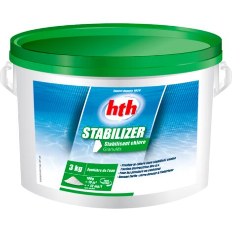 HTH – Granulés stabilisant chlore 3 kg – Diminution rapide du pH – Pour piscine – Dosage précis avec doseur inclus