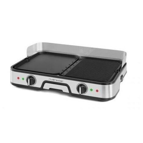 Plancha électrique 2000W – Surface de cuisson 45,5 x 29 cm – Plaque réversible bi-zone – Pour 6 à 8 personnes – Riviera & Bar