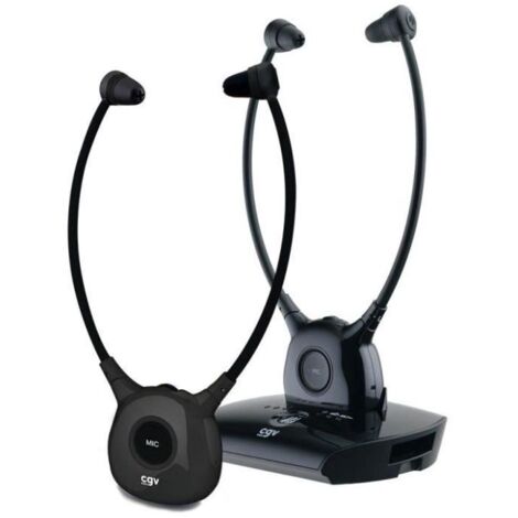 2 casques tv sans fil stéthoscopiques - Cgv - DOLFINDUO-ONYX (1/5)