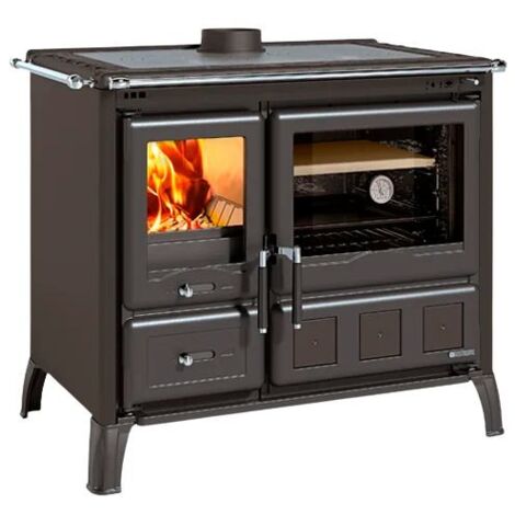 La Nordica – Cuisinière à bois Gardenia XXL noir anthracite – Foyer fonte pour bûches 28 cm – Four 438x408 mm – Double combustion (1/4)