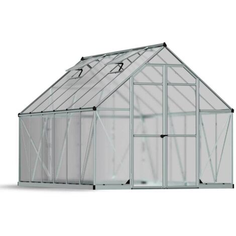Palram – Serre de jardin polycarbonate 8,8 m² – Structure en aluminium – Épaisseur des parois 4 mm – Ventilation avec fenêtres d'aération