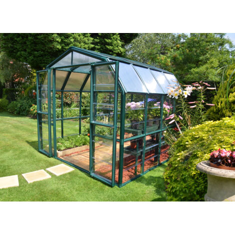 Palram – Serre de jardin polycarbonate 6,9 m² – Panneaux en polycarbonate 4 mm – Structure en résine et aluminium – Double porte pour ventilation