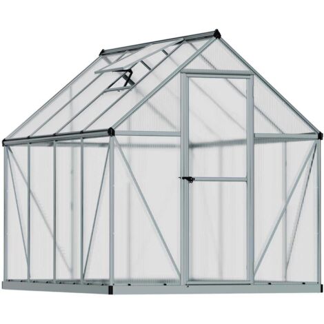 Palram – Serre de jardin polycarbonate 4,5m² argent – Panneaux double paroi – Cadre aluminium résistant – 701549