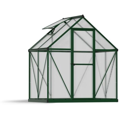Palram – Serre de jardin polycarbonate 2.3m² verte – Résistante aux UV – Structure aluminium – Vent 90 km/h – Charge neige 75 kg/m² – 701637