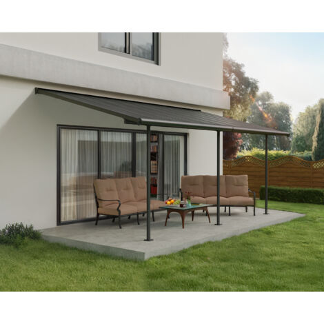 Canopia By Palram – Pergola Capri gris anthracite 619x299 cm – Structure en aluminium et polycarbonate – Protection UV – Capacité de charge 120 kg/m²