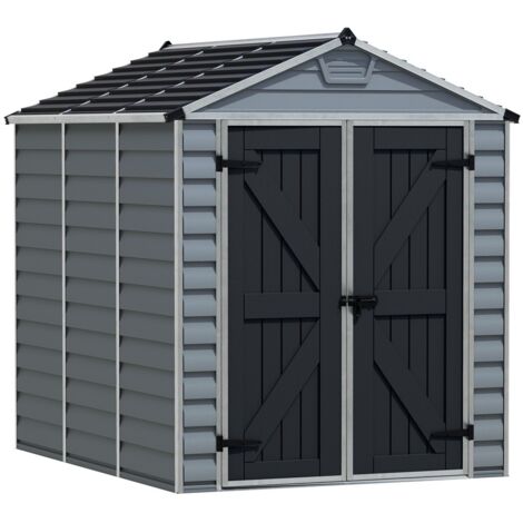 Palram – Abri de jardin résine 4m² gris – Panneaux polycarbonate résistants aux chocs – Cadre aluminium renforcé – 704246