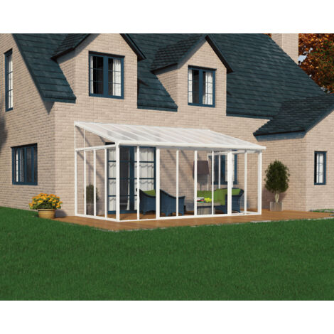 Chalet & Jardin – Pergola fermée 15.1m² blanche – Structure en aluminium – Parois acryliques 3 mm – Résistance au vent 120 km/h – Facile à monter
