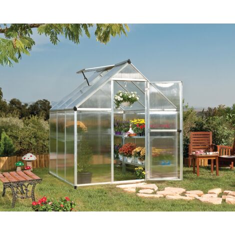 Palram – Serre de jardin polycarbonate 3,4m² – Panneaux double paroi 4mm – Cadre aluminium résistant – Base acier galvanisé – 701630