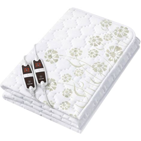 Surmatelas chauffant 2 places 150x160cm 2x60w – Finition argent PURE anti-bactérien – Lavable en machine jusqu'à 30°C – Beurer
