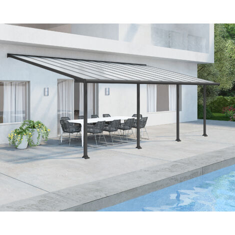 Palram – Pergola 21.8m² gris anthracite – Structure en aluminium – Panneaux en polycarbonate 16mm – Résistante aux intempéries – 704353 (1/5)